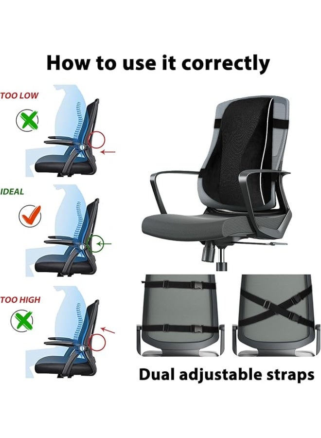 مسند ظهر طبي متطور بخاصية التنظيم الحراري المزدوج - وسادة دعم القطنية من الميموري فوم عالي الكثافة لكرسي المكتب والسيارة - مزود بأحزمة تثبيت مزدوجة - Image 5